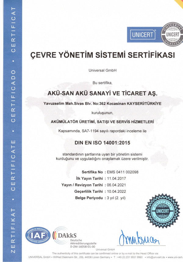 Çevre Yönetim Sistemi Sertifikası