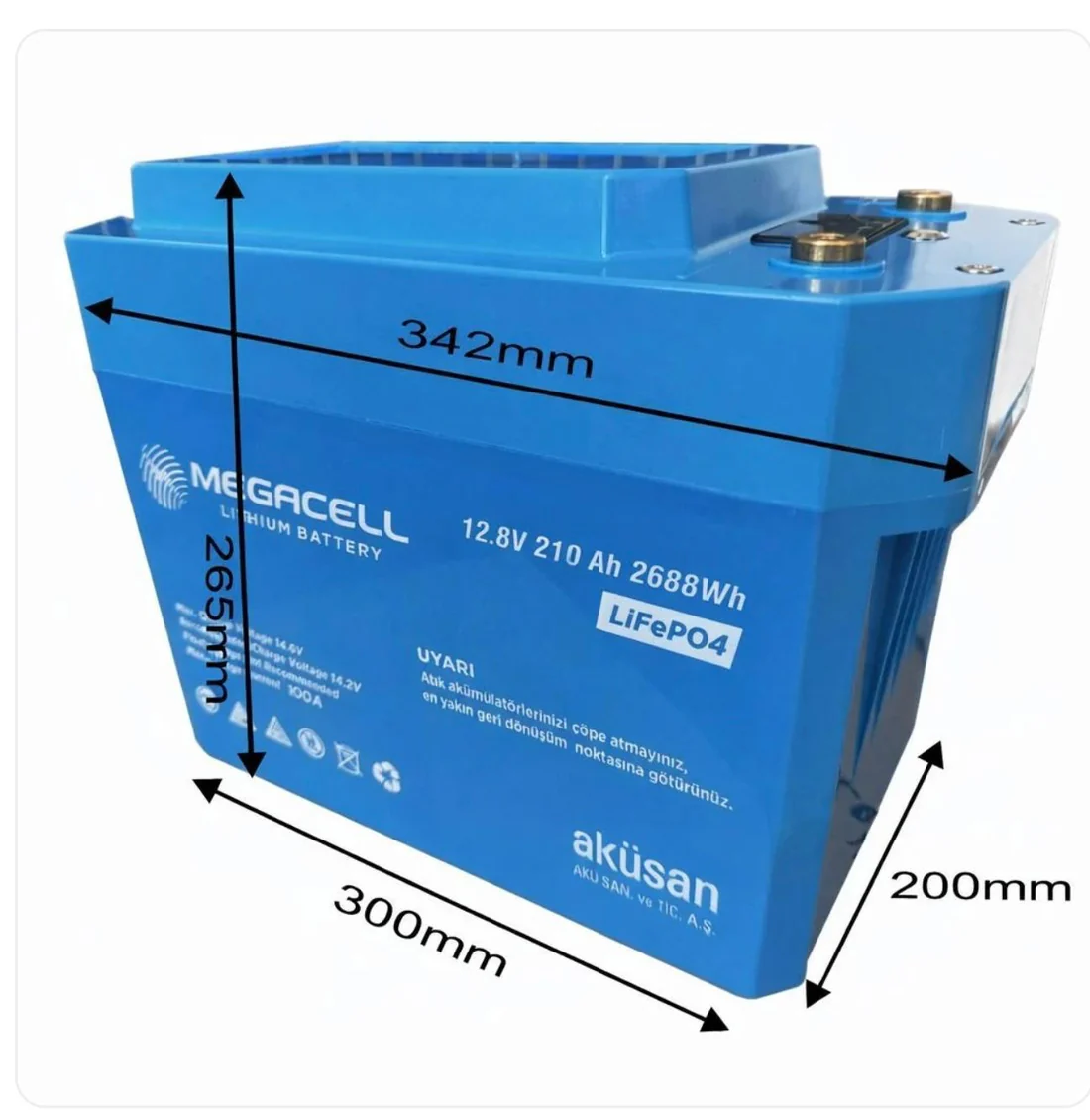 Megacell Lityum Demir Fosfat Akü 12,8 V 210 Ah LiFePO4