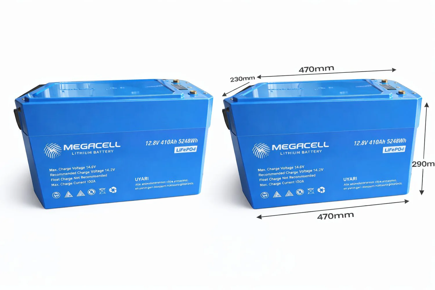 Megacell Lityum Demir Fosfat Akü 12,8 V 410 Ah LiFePO4