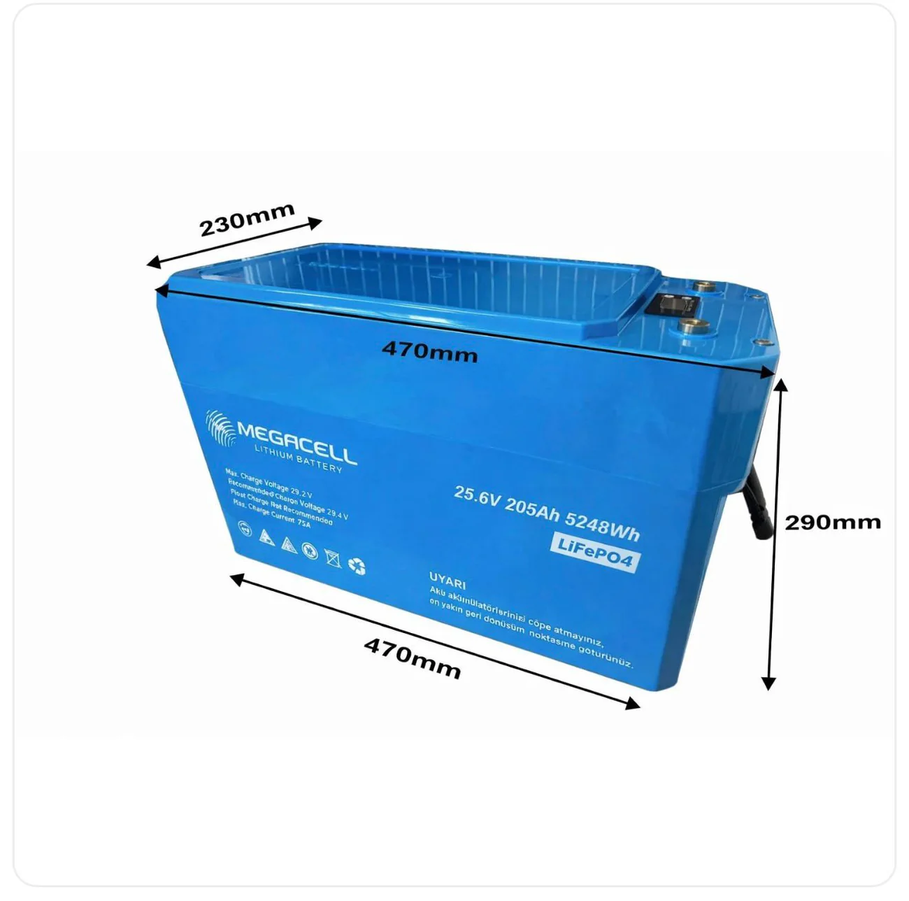 Megacell Lityum Demir Fosfat Akü 25,6 V 205 Ah LiFePO4