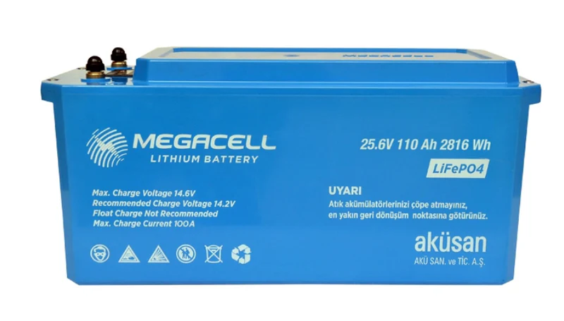 Megacell Lityum Demir Fosfat Akü 25.6 V 110 Ah LiFePO4